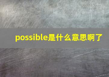 possible是什么意思啊了