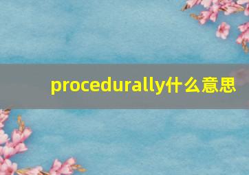 procedurally什么意思