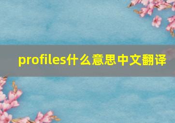 profiles什么意思中文翻译