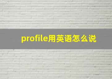 profile用英语怎么说