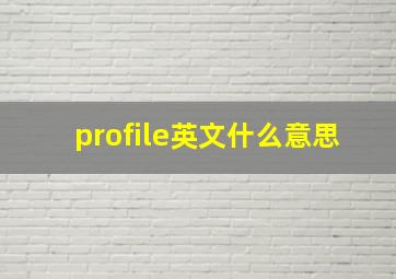 profile英文什么意思