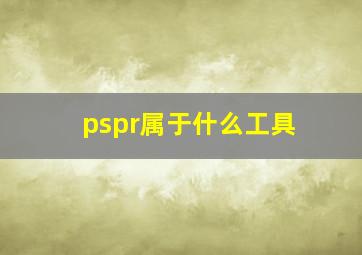 pspr属于什么工具