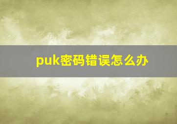 puk密码错误怎么办