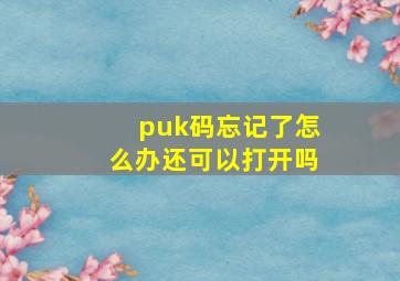 puk码忘记了怎么办还可以打开吗