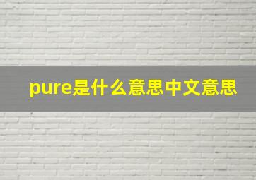 pure是什么意思中文意思