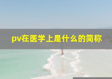 pv在医学上是什么的简称