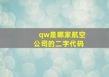 qw是哪家航空公司的二字代码