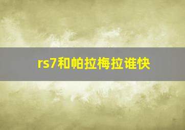 rs7和帕拉梅拉谁快