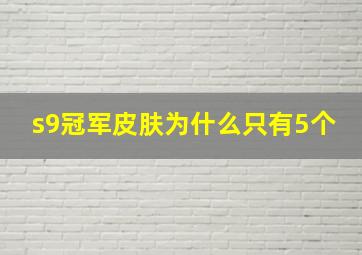 s9冠军皮肤为什么只有5个