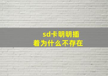 sd卡明明插着为什么不存在