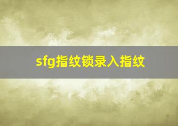 sfg指纹锁录入指纹