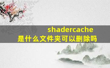 shadercache是什么文件夹可以删除吗