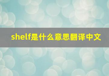 shelf是什么意思翻译中文