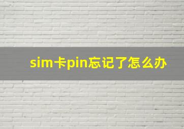 sim卡pin忘记了怎么办