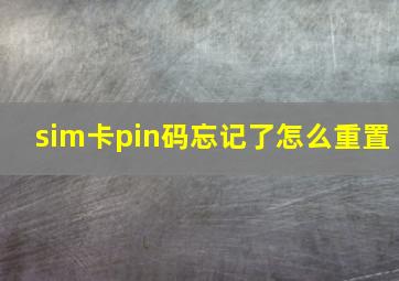 sim卡pin码忘记了怎么重置