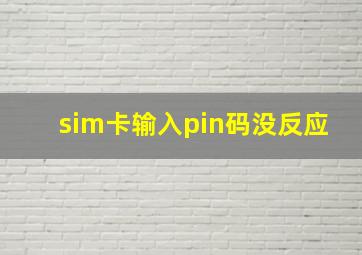 sim卡输入pin码没反应