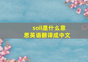 soil是什么意思英语翻译成中文