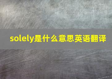 solely是什么意思英语翻译