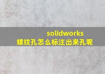 solidworks螺纹孔怎么标注出来孔呢