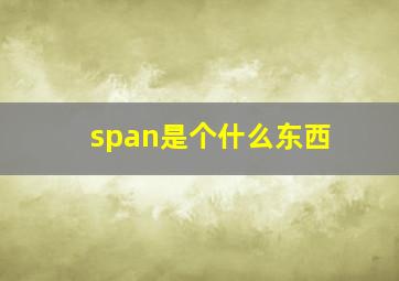 span是个什么东西