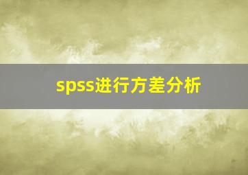 spss进行方差分析