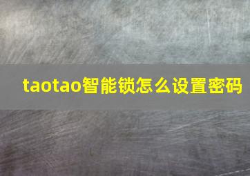 taotao智能锁怎么设置密码