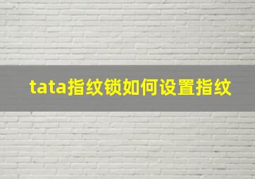 tata指纹锁如何设置指纹