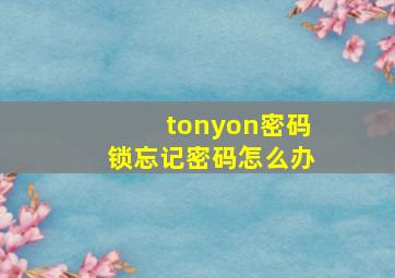 tonyon密码锁忘记密码怎么办