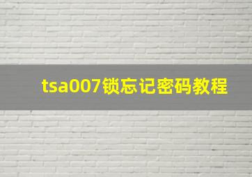 tsa007锁忘记密码教程