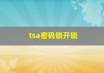 tsa密码锁开锁