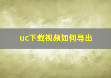 uc下载视频如何导出