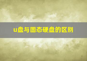 u盘与固态硬盘的区别