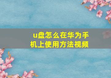 u盘怎么在华为手机上使用方法视频