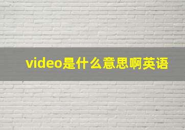 video是什么意思啊英语