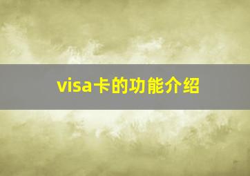 visa卡的功能介绍