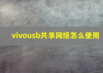 vivousb共享网络怎么使用