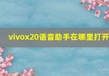 vivox20语音助手在哪里打开