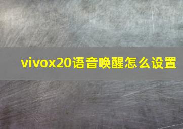 vivox20语音唤醒怎么设置