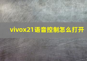 vivox21语音控制怎么打开