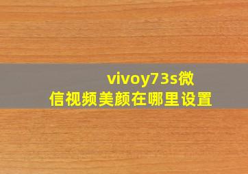 vivoy73s微信视频美颜在哪里设置