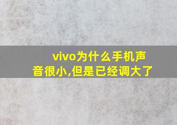 vivo为什么手机声音很小,但是已经调大了