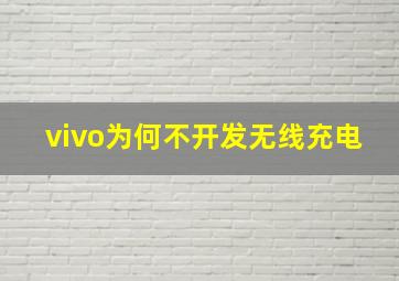 vivo为何不开发无线充电