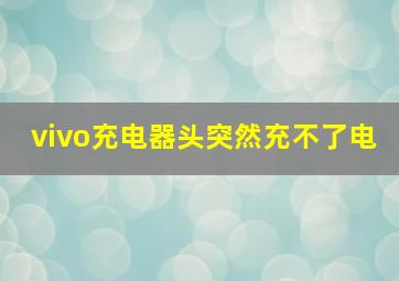 vivo充电器头突然充不了电