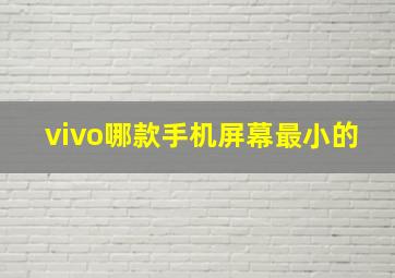 vivo哪款手机屏幕最小的