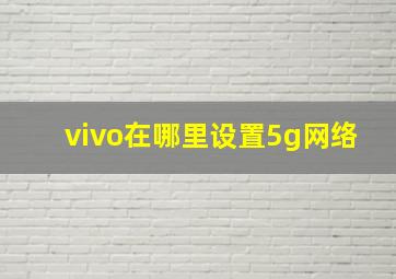 vivo在哪里设置5g网络