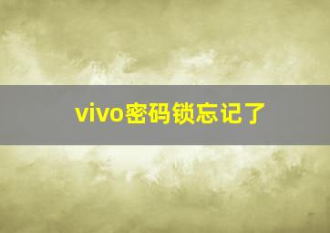 vivo密码锁忘记了