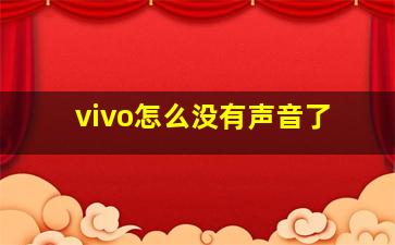 vivo怎么没有声音了