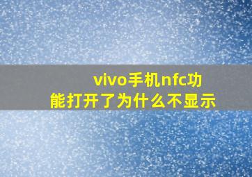 vivo手机nfc功能打开了为什么不显示