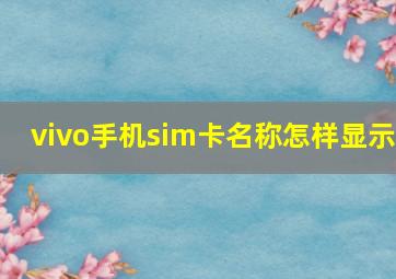 vivo手机sim卡名称怎样显示