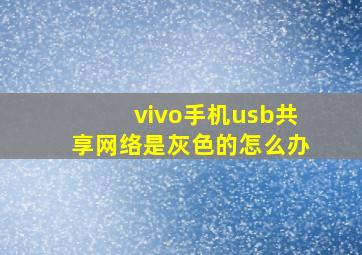 vivo手机usb共享网络是灰色的怎么办